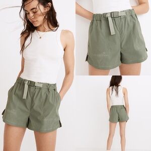 Madewell MWL Belted High Rise Hiking Shorts Size XS Simply Sage Green UPF 40+